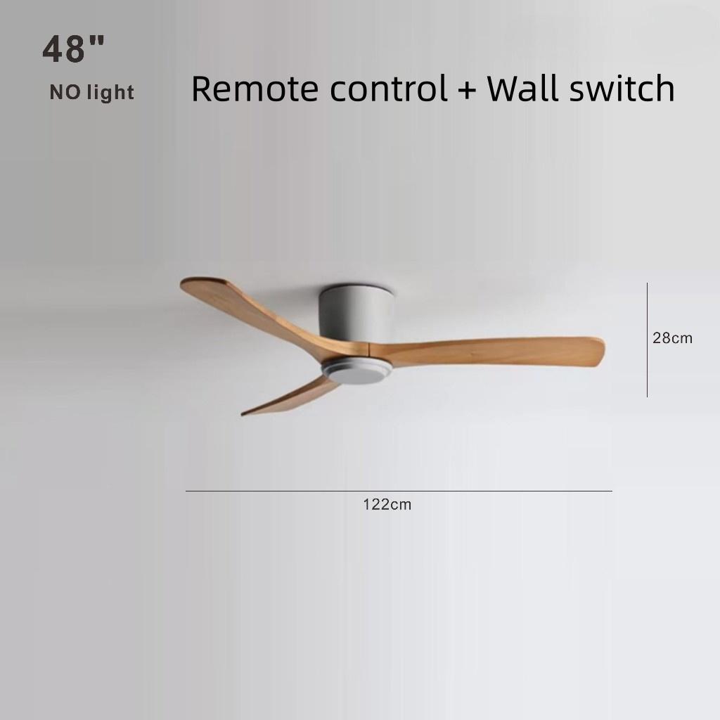 Nordic Minimalist Variable Frequency Fan Living Room Bedroom Solid Wood Ceiling Fan Creative Villa Hotel Decoration Fan