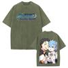 Rem And Natsuki Subaru Couple Print T-shirt Anime Re ZERO Clothing Men Women Cotton Tshirts Retro Washed T Shirt Oversized Tops