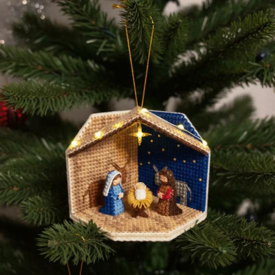 DIY Nativity Scene Ornament Kit with LED Lights Beginner Friendly Christmas Decoration Easy to Hang Holiday Ornament for Tree And Home