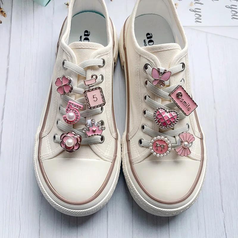 1Pcs Pink Shoelace Charm Buckle for Girls DIY Fashion Sneaker Accessories Shoe Laces Charms Decorations