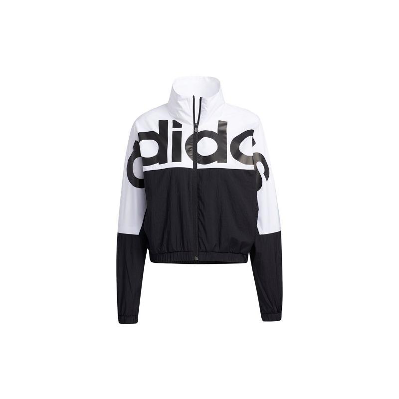 adidas Neo W Icons CE+ Woven Sports Jacket with Stand-Up Collar and Contrasting Logo Print Women Jacket Black GP5425
