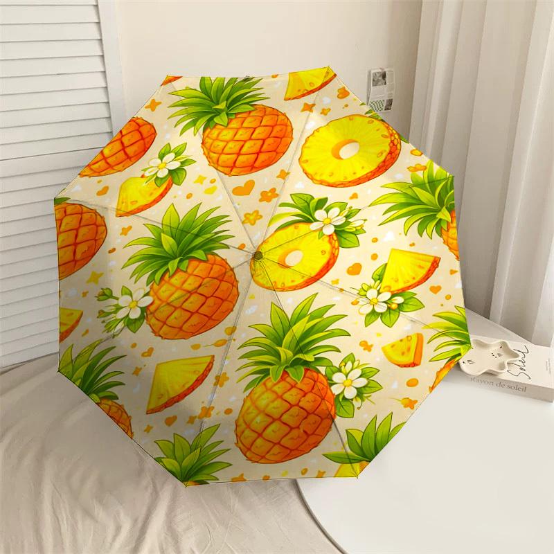

1PC Pineapple Flowers Umbrella-8-Rib Reinforced, Automatic Open, Lightweight & Durable, Fashion Accessory for Outdoor-D362