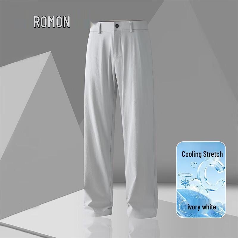 

ROMON Men s High-Elastic Ice Silk Straight Casual Trousers 30