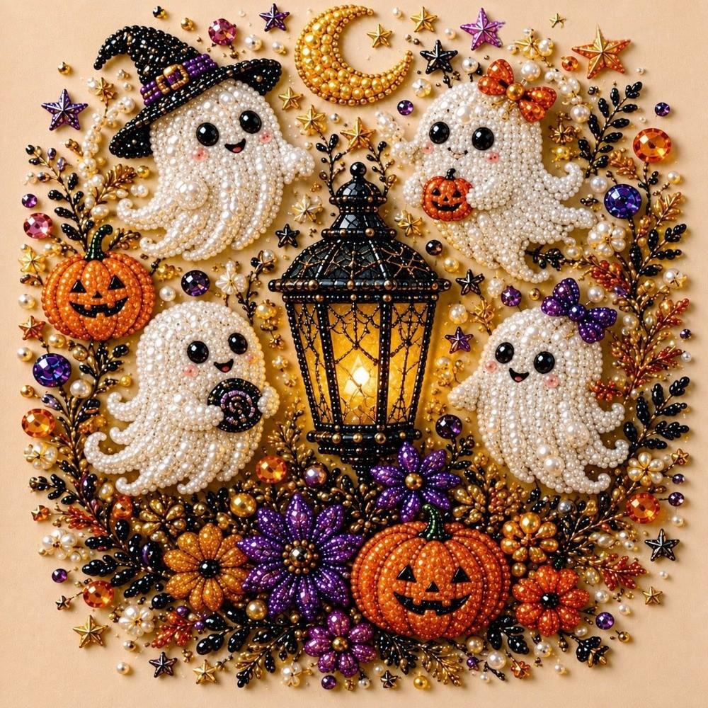 Halloweenowy Motyw Halloweenowy Duch Perłowa Sztuka Zestaw DIY Przyjazne Rękodzieło Malowanie Perłami Biuro