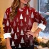 Women's Fashion Casual Long Sleeve Christmas Printed Round Neck Top Sweatshirt