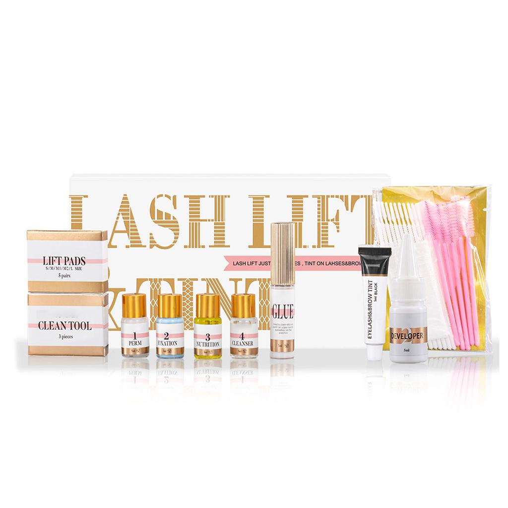 Lash Lift and Tint Kit Versatile Eyelash Perming with Eyebrow Tinting Set for Salon and Home Use Black