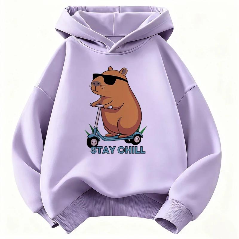 The latest fall/winter children's fun otter-pattern double-sided printed hooded sweater, trendy boys' and girls' top
