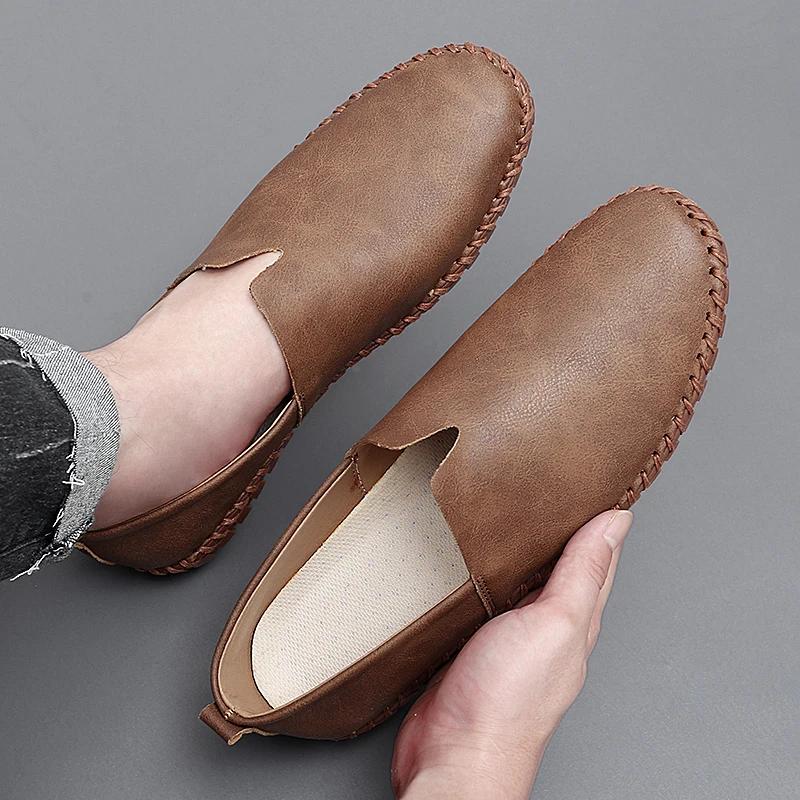 Fashion Outdoor Casual Shoes Handmade Moccasins Leather Loafers Men Driving Shoes Size 39-48 Summer Sandals for Man Zapatos Para Hombre