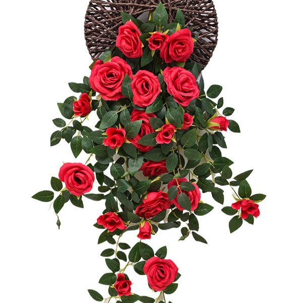 Artificial Rose Vine for Indoor Wall & Air Conditioning Pipe Decoration
