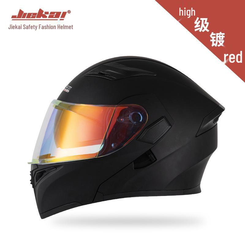 Jiekai Full-Face Flip-Up Motorcycle Helmet for Men & Women - Winter Electric Vehicle Safety Helmet