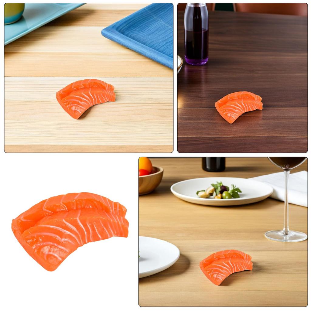FRCOLOR Set of 3 Imitation Salmon PVC Realistic Sushi Food Model for Food Photography Restaurant Inches Slices, Display, Props, Decoration,