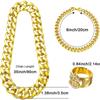 Hip-hop Exaggerated Punk Alloy US Gold Chain Necklace Glasses Ring Bracelet Set
