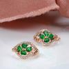 New  Rose Gold Earrings Fashion Jewelry  Green Natural Zircon Stud Earring For Women Ethnic Bridal Wedding Jewelry