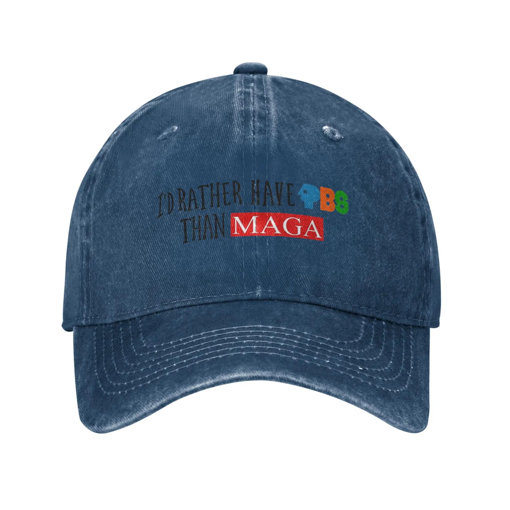 

Id Rather Have PBS Baseball Cap Sun Outdoor Sports Sunscreen Washed Trucker Hat Women Unisex yk Funny Custom DIY Baseball Caps One Size