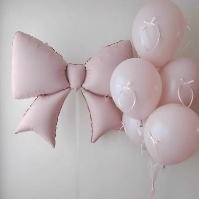 Set Balon Roz Reutilizabil cu Fundiță Petreceri Tematice Recuzită Foto Set Balon Latex Balon Mare Decorațiune Nuntă
