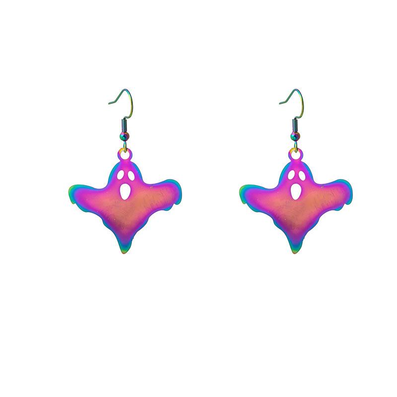 Halloween Trendy Funny Earrings Colorful Gradual Change Electroplating Color Matching Niche Earrings Temperament
