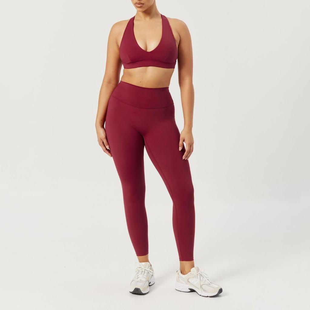 European and American nude yoga suit neck back bra leggings suit running fitness sports suit