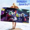 Cyberpunk Print Beach Towel, Large Soft Quick Dry Towel for Beach Camping Swimming