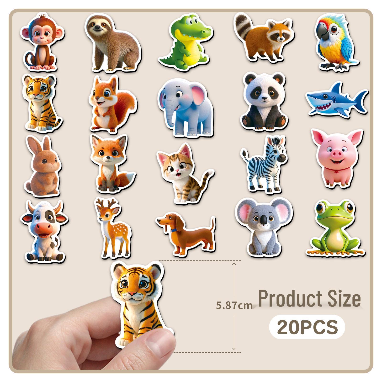20pcs Cute 3D Animal Refrigerator Magnets - Fully Magnetic, Soft, Waterproof Cartoon Decor