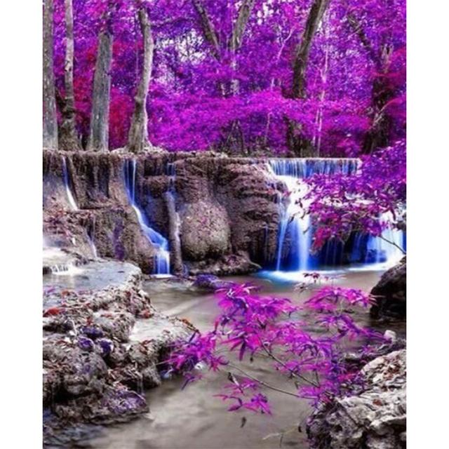 

DIY Алмазная картина Пейзаж 5D Водопад Художественная картина Полная круглая мозаика Украшение дома Подарок Full Round 20x30CM