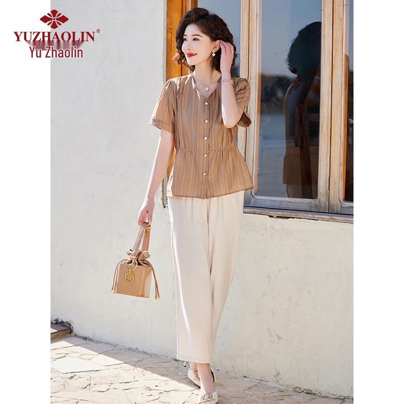 Yuzhaolin Mid-Aged Women's Summer Short Sleeve Set