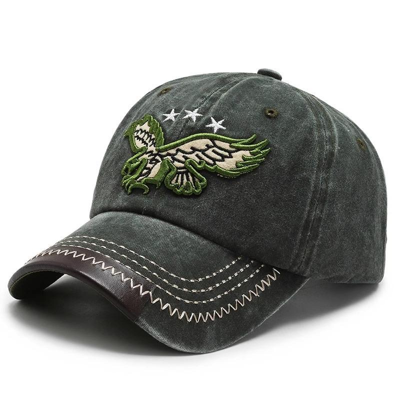 Vintage washed cowboy baseball hat men and women street versatile embroidery eagle curved brim cap tide