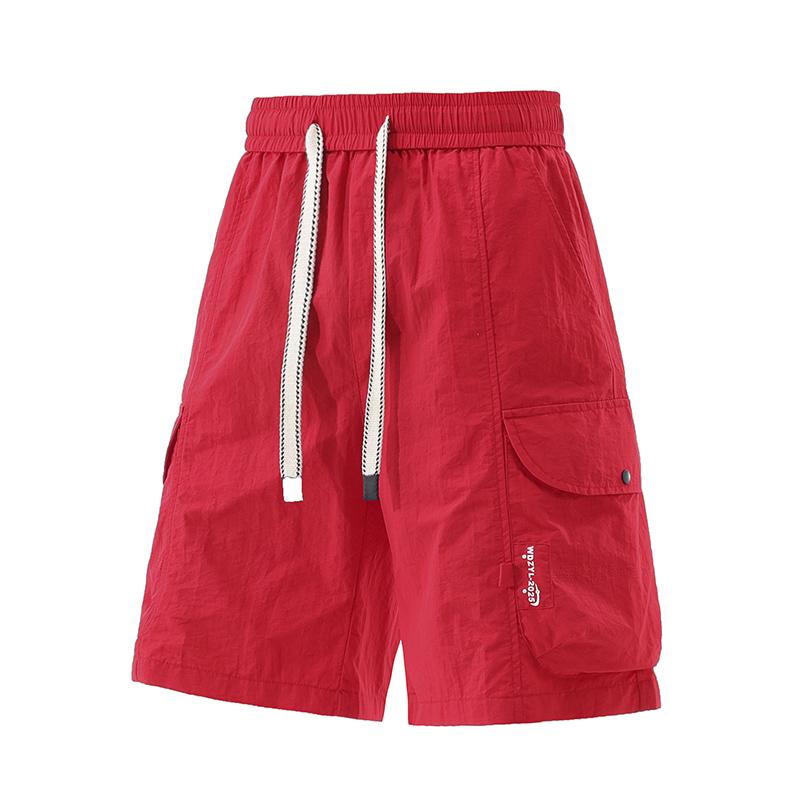 Large Size Summer Loose Straight Leg Five Inch Mid Length Pants For Men, Trendy Wide Leg Denim Mid Length Pants For Men, Ice Silk Sports Pants
