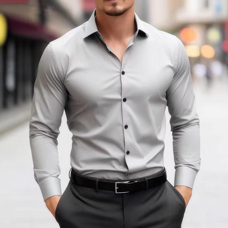 Men's Korean Style Slim-Fit Long-Sleeved Professional Shirt - Non-Iron, Handsome Formal Wear