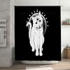 Cat Shower Curtain Spooky Gothic Horror Decor Halloween Bathroom Set Vintage Weirdo Emo Alternative Dark Aesthetic Room Divider