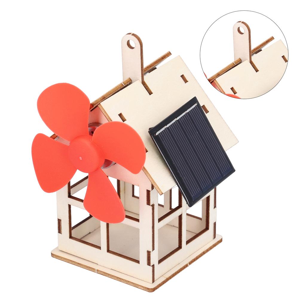 Solar Powered Windmill Wooden House DIY Kids Children Science Educational Experiment Toy