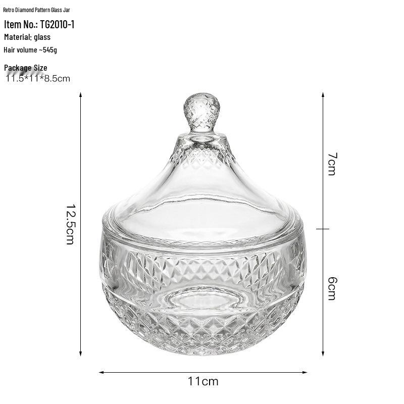 European Crystal Candy & Jewelry Glass Storage Box with Lid