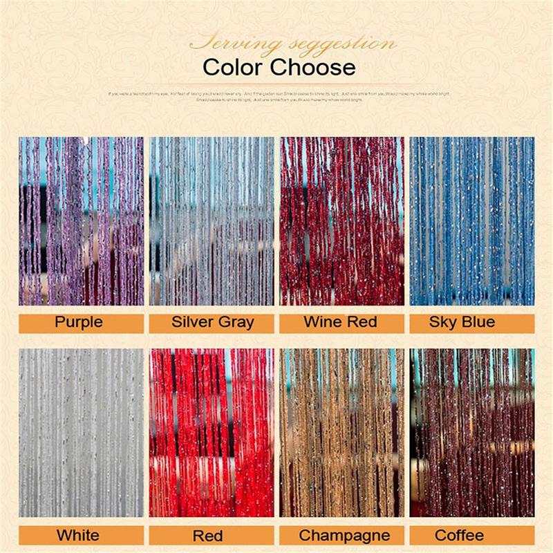 Glitter Door String Curtain Silver Ribbon Shiny Tassel Flash Line Curtain Valance for Window Room Home Decoration