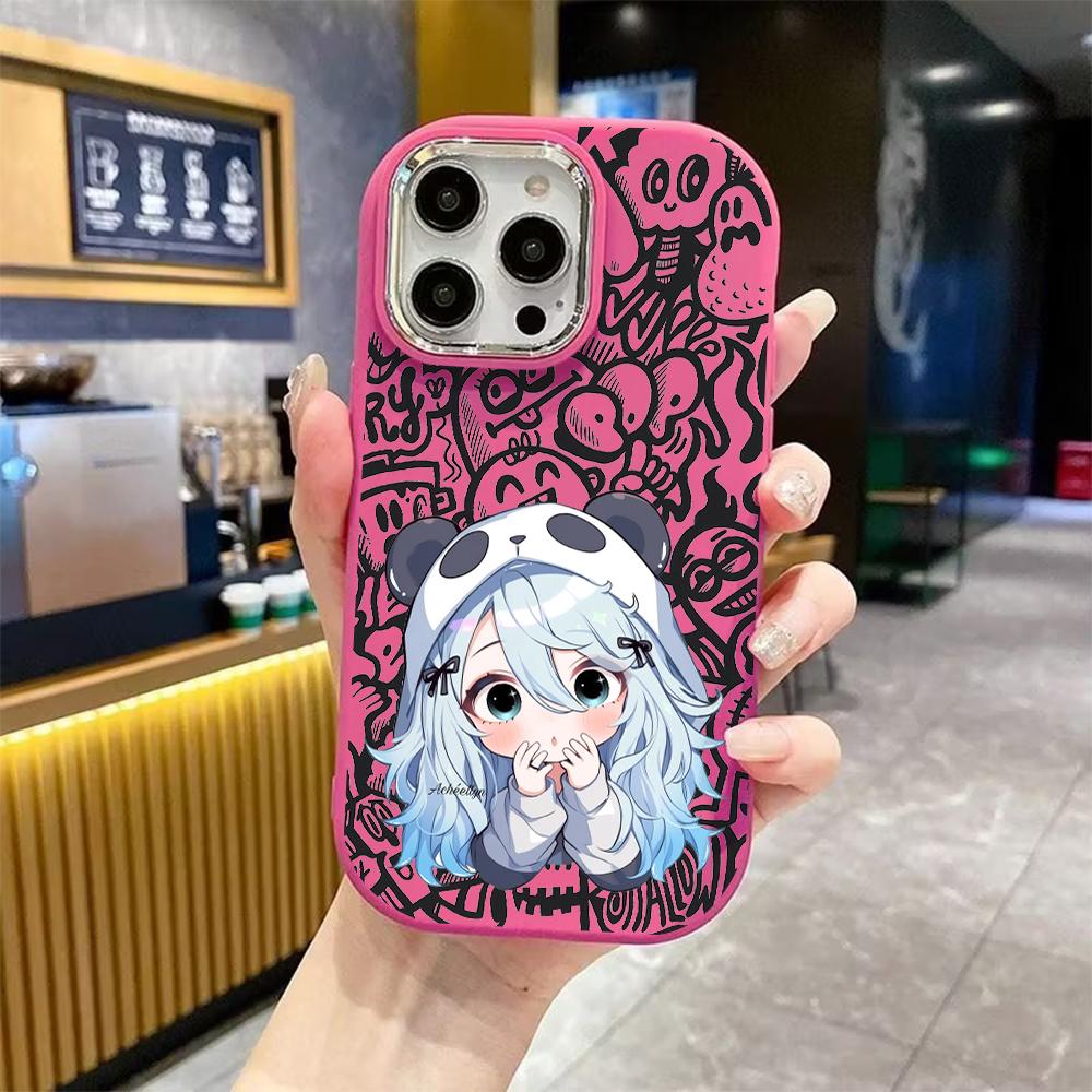 Phone Case: 2D Flat Design Suitable for iPhone 18 17 16 15 14 13 Pro Protective Case, Couple Style, Surprise and Shy, Christmas and Halloween Gift