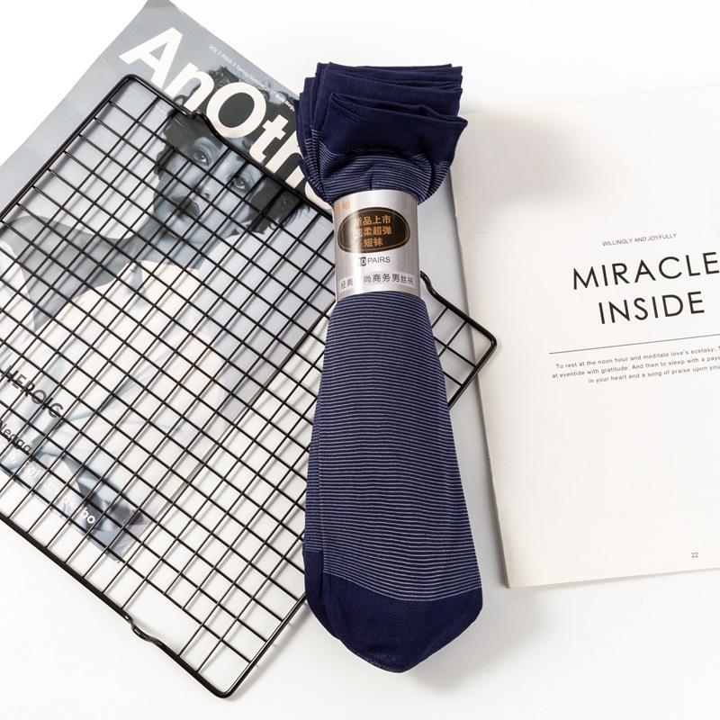 10 Pairs Men's Color Matching Cotton Socks Thin Men's Striped Socks Breathable Sweat-absorbent Mid-tube Business Short Socks