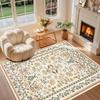 Living Room Carpet  Bedroom Bedside Floor Mat Machine Washable Carpets Spring Flowers Plant Retro Home Decoration Rug