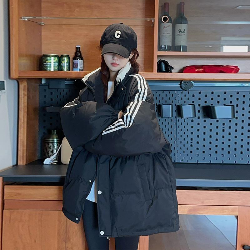 2025 new down cotton jacket women's bread jacket couple cotton jacket Korean version loose winter thickened padded jacket jacket