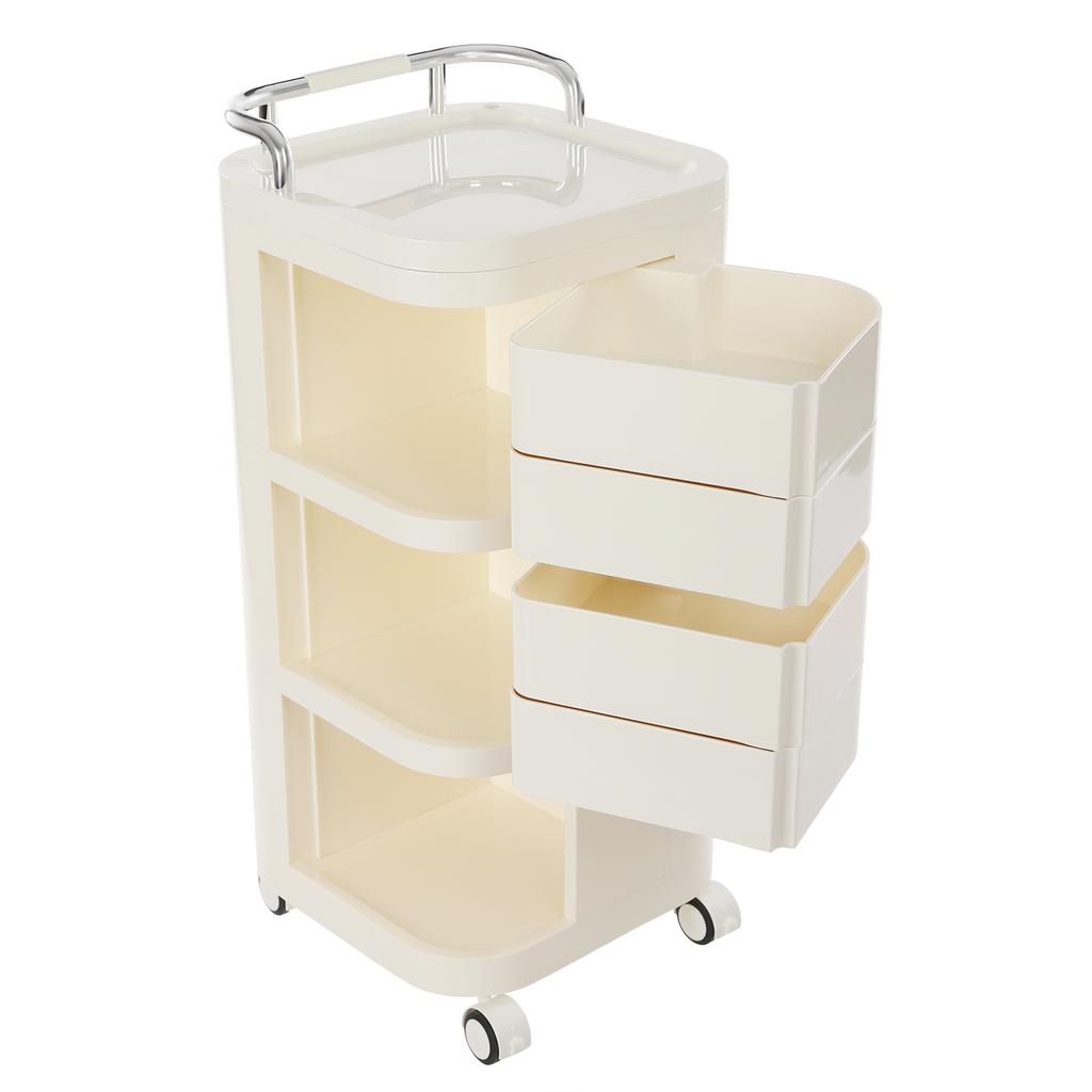 Storage Cart, 3Tier Storage Cart, Storage Rack with Wheels Rounded Corners Stainless Steel ABS for Homes, Barber Shops, Office