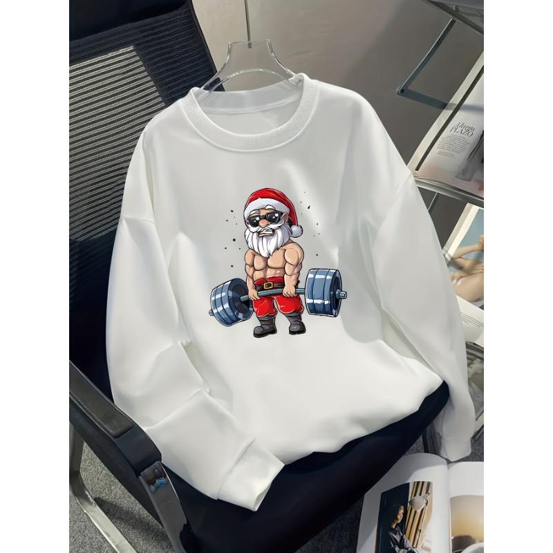 European Sizes Boys' Christmas Print Casual Sport Long-Sleeve Sweatshirt, Warm Crew Neck Top, Outdoor Wear.