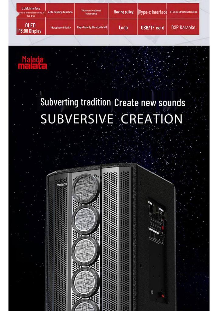 Wanlida M9797 Portable Square Dance Audio System with Microphone - High Power Outdoor KTV Performance Speaker with Handle