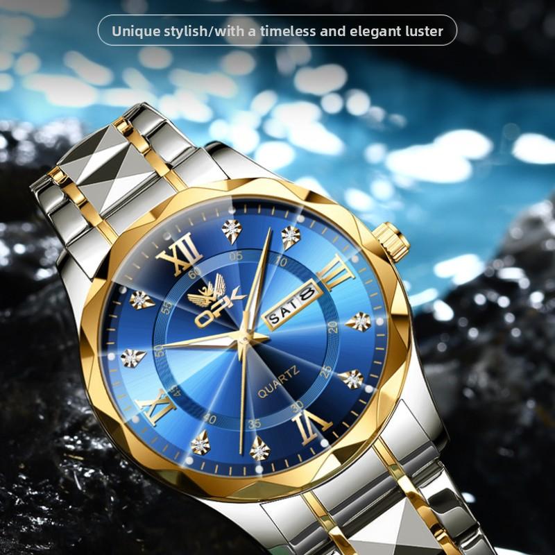 OPK Watch Double Calendar Waterproof Quartz Watch Luminous Men's Watch Men's Watch