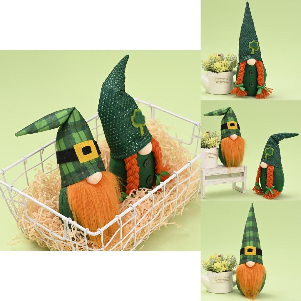 Creative New Irish Saint Patrick's Day Doll Figurine Green Leaf Decor For Festivities