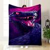 Ferocious Snake with Neon Purple Glow Patterned Flannel Blanket Perfect for the Bedroom Living Room, Sofa, or a Little Nap
