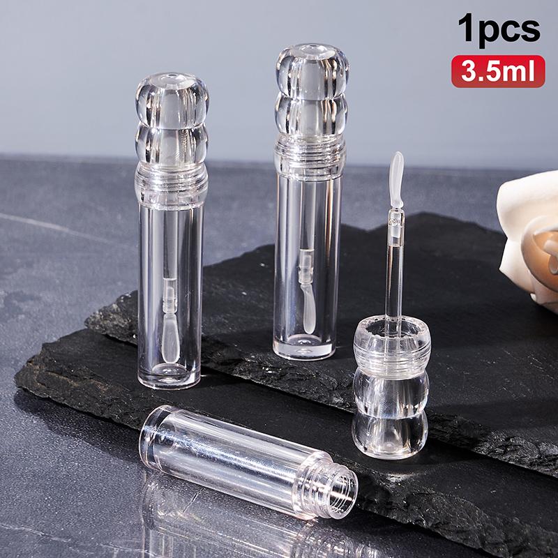 Empty 3.5Ml Transparent Lipgloss Tubes With Silicone Brush Round Cosmetic Lipgloss Tube Clear Lip Balm Bottle Refillable