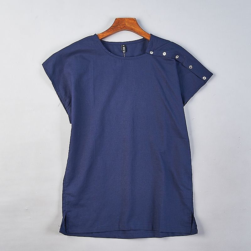 

Retro Chinese Style Shirt Pullover Cotton Linen Short Sleeve Artsy