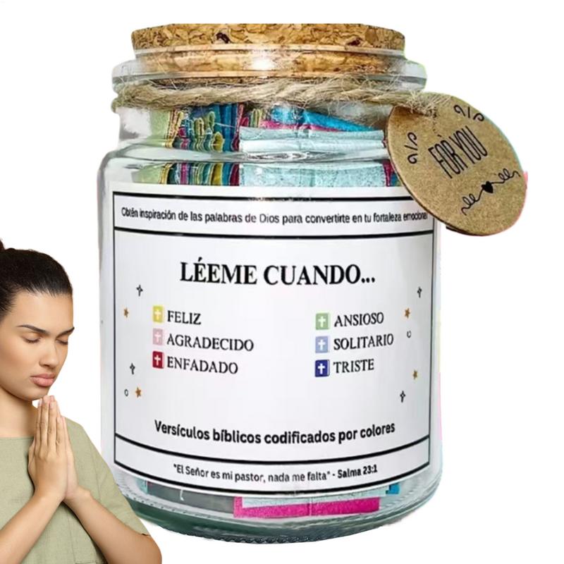 Spanish Bible Verse Jar with colorful verses Emotional Support Scripture Prayer Christian gift For express emotions and feelings