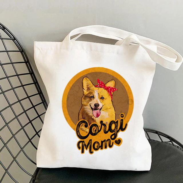 Shopper Watercolor Design For Corgi Lovers Bag Harajuku Women Shopping Bag Canvas Shopper Bag Handbag Tote Bag Shoulder Lady Bag