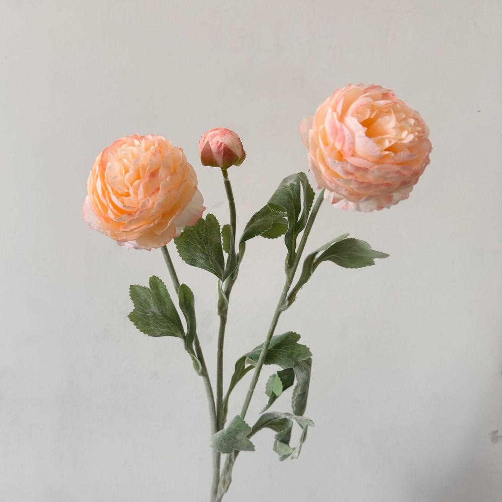 3-Head Flocked Lotus & Peony Faux Flower for Home Décor - Trendy Window Decoration Style Inspired by TikTok and Xiaohongshu