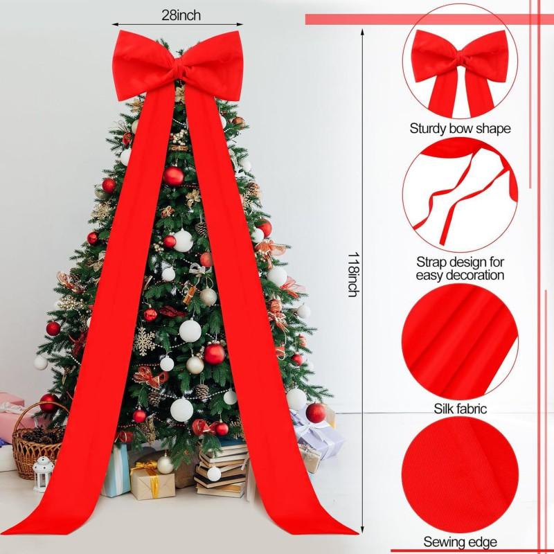 Extra Large Plush Bow Christmas Decor Hanging Ornament Tree Window Door Party Wedding Festive Decoration