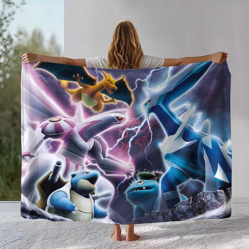 

Kawaii Pokemon Pikachu Cartoon Flannel Blanket,Ultra Soft Warm Plush Throw for Home Bedroom Bed Sofa Cover Office Camping gift 75x90cm