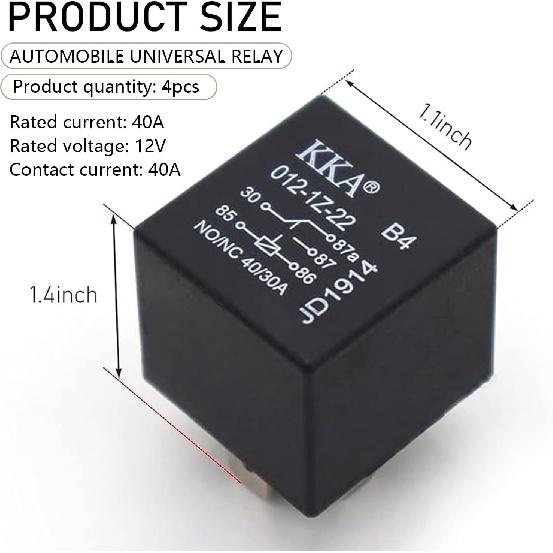 Pack Of 4 Car Starter Relays, 5-Pin 12V Accessory Power, Waterproof Relay Switch, Universal For Most Cars, Trucks And Vans (Black #2)